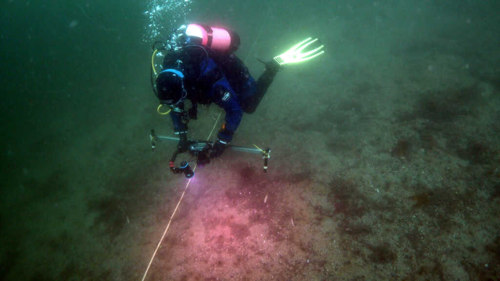 Diver operating the underwater video on Arran. Photo by Howard Wood.